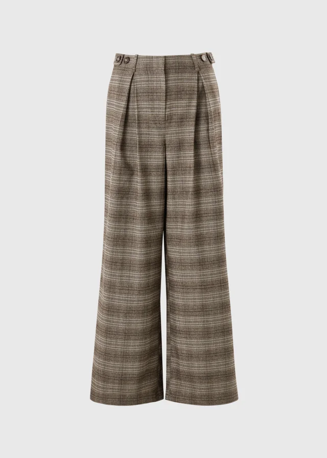 Brown Check Palazzo Co Ord Trousers