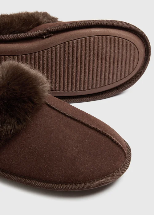 Brown Faux Fur Mule Slippers - S Image 2