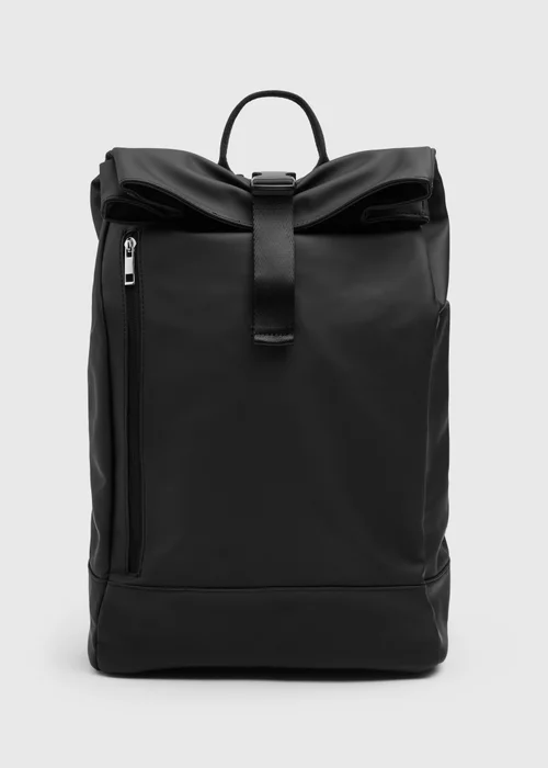 Black Roll Top Rucksack - One Size Image 1