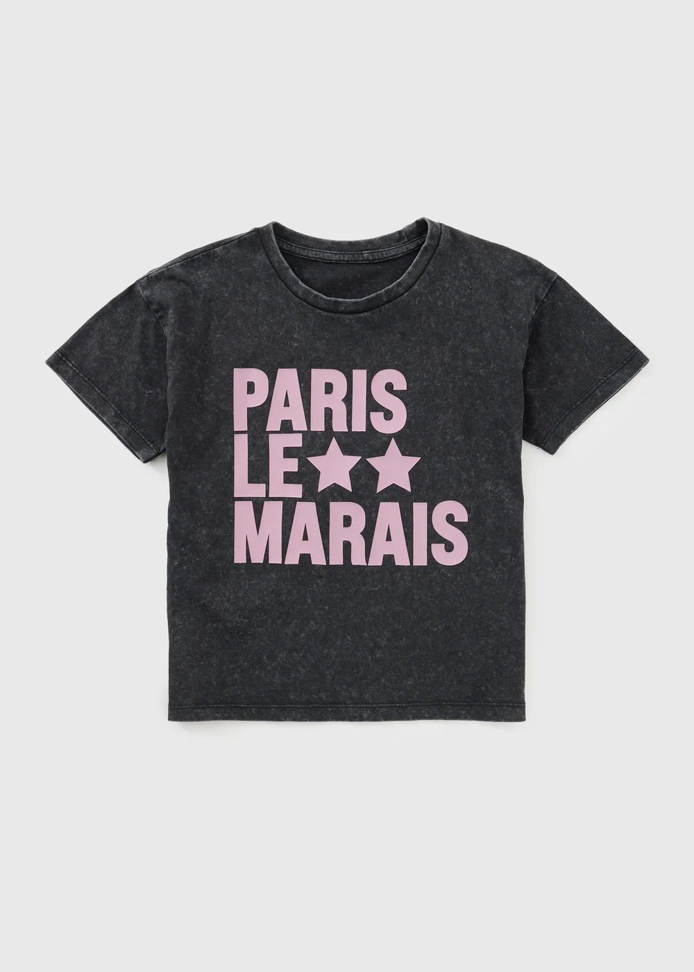 Girls Black Acid Wash Printed T-Shirt (7-15yrs) - 7 Yrs Image 1