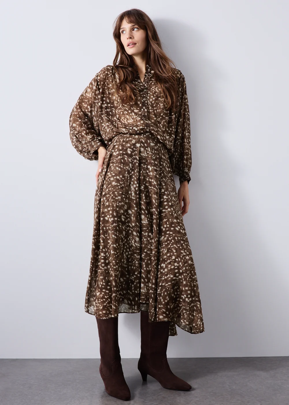 Brown Deer Print Co Ord Skirt - 8 Image 1