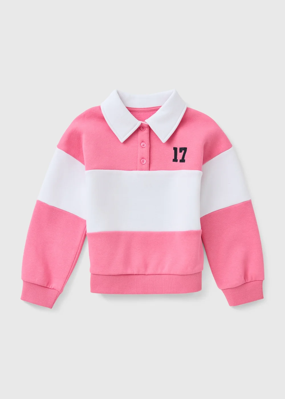 Pink Stripe Polo Jumper (7-15 Yrs) - 7 Yrs Image 1