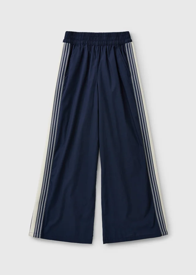 Girls Navy Side Stripe Track Pants (7-15 Yrs)