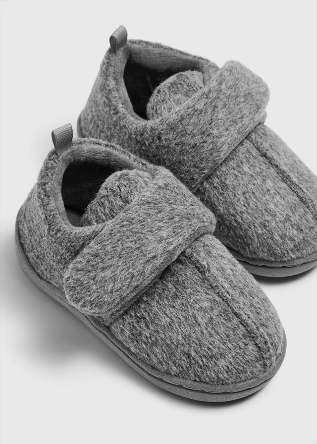 Boys Grey Cupsole Slippers (Younger4-Older12)