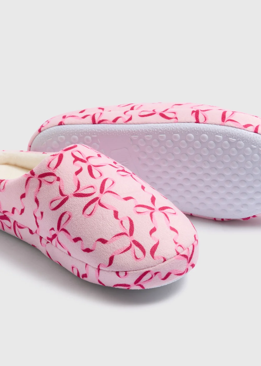 Girls Pink Bow Mule Slippers (Younger 10-Older 5) - 10 Infants Image 2