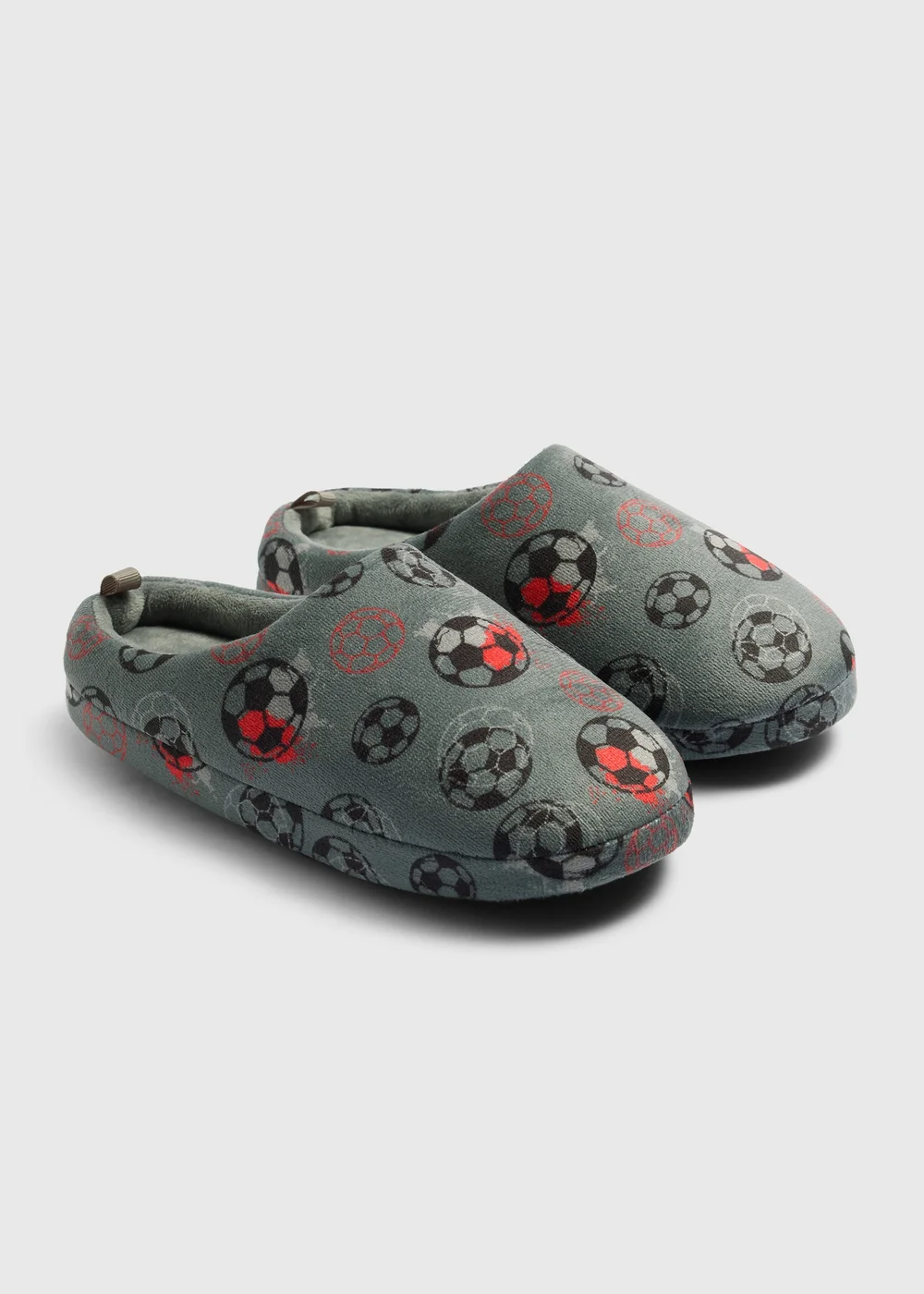 Boys Grey Football Mule Slippers (Younger 10-Older 6) - 10 Infants Image 1