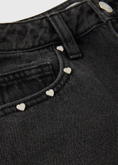 Girls Black Stud Detail Barrel Leg Jeans (7-15yrs) - 7 Yrs Image 2