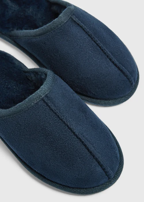 Boys Navy Mule Slippers (Younger 10-Older 6) - 10 Infants Image 2
