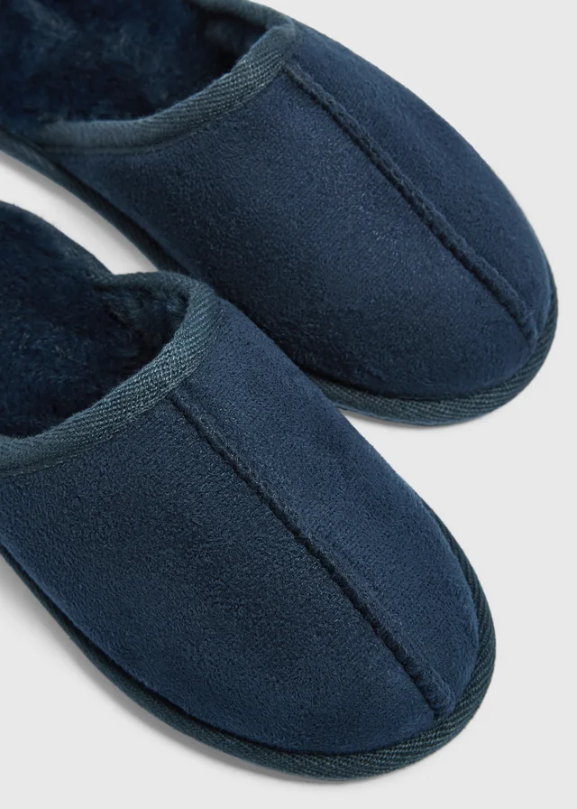 Boys Navy Mule Slippers (Younger 10-Older 6)