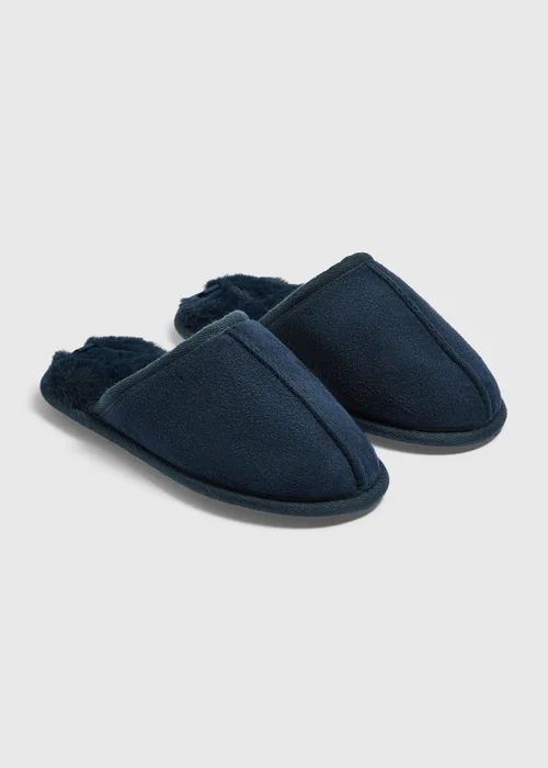 Boys Navy Mule Slippers (Younger 10-Older 6) - 10 Infants Image 1