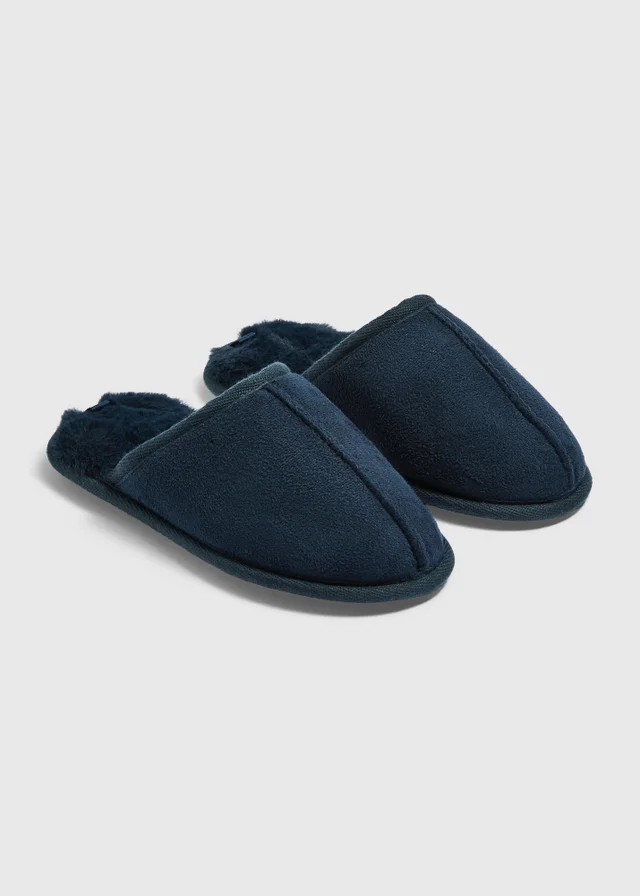 Boys Navy Mule Slippers (Younger 10-Older 6)