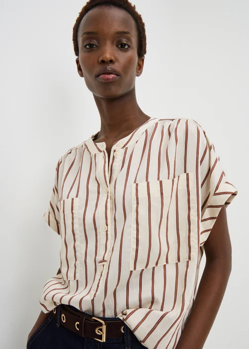 Cream Stripe Utility Blouse - 8 Image 1