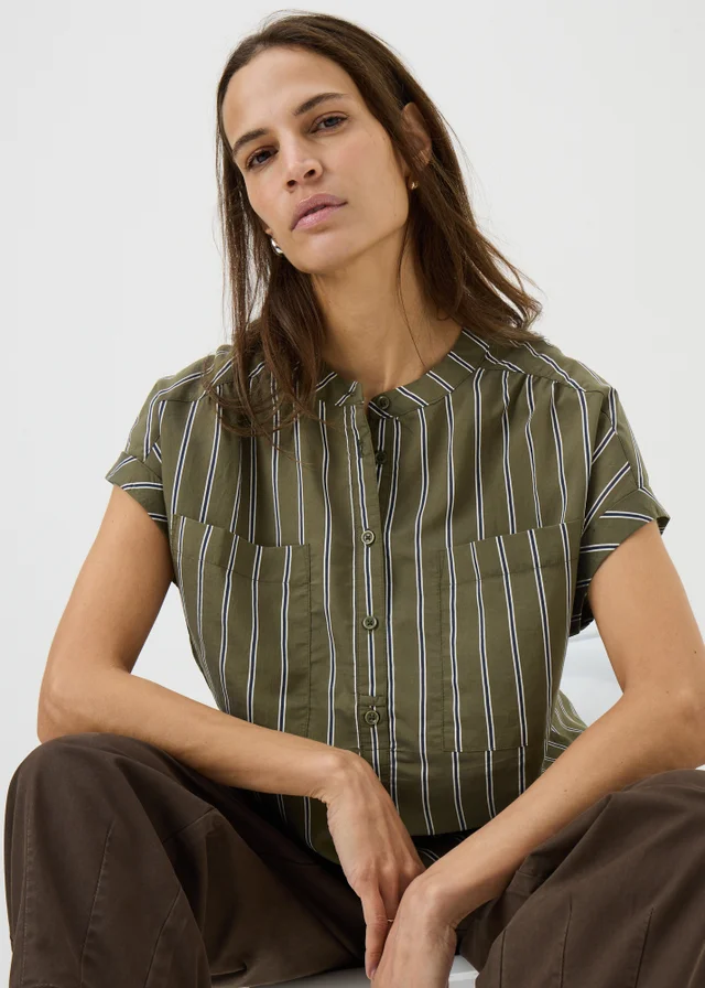 Khaki Stripe Utility Blouse
