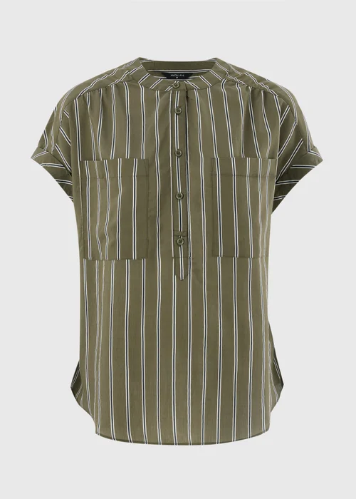 Khaki Stripe Utility Blouse - 8 Image 4