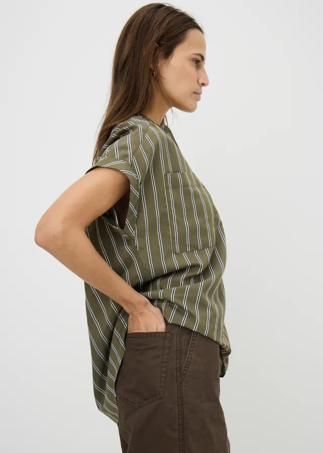 Khaki Stripe Utility Blouse