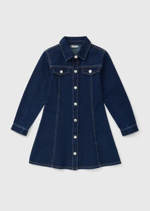 Girls Blue Denim Dress (7-15yrs) - 9 Yrs Image 1