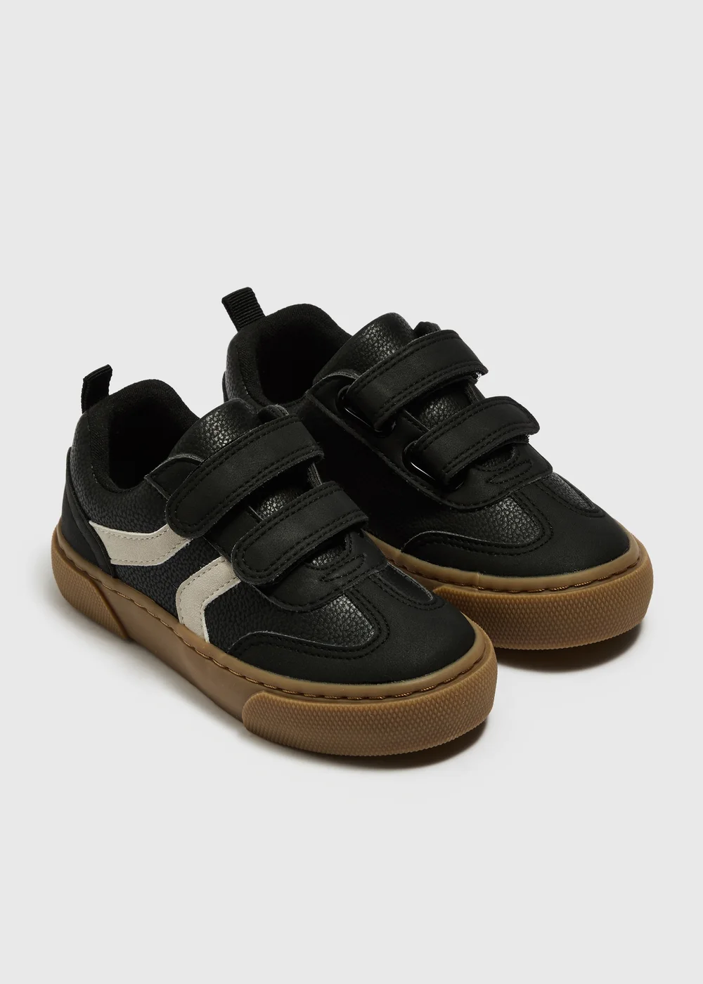 Boys Black Smart Faux Leather Trainers (Younger 4-11) - 4 Infants Image 1