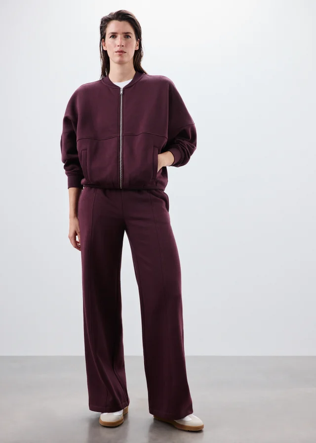 Burgundy Zip Through Crew Neck Jacket