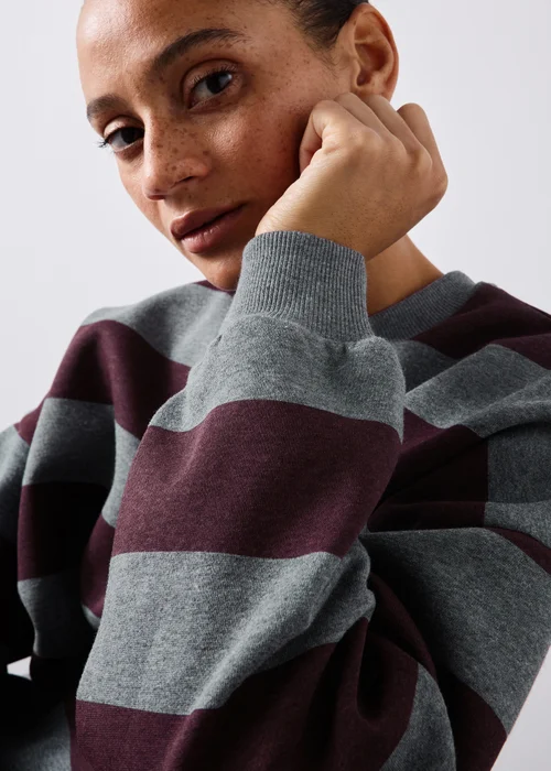 Burgundy Striped Sweatshirt - XS Image 3