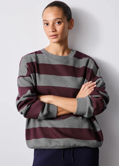Burgundy Striped Sweatshirt - XS Image 1