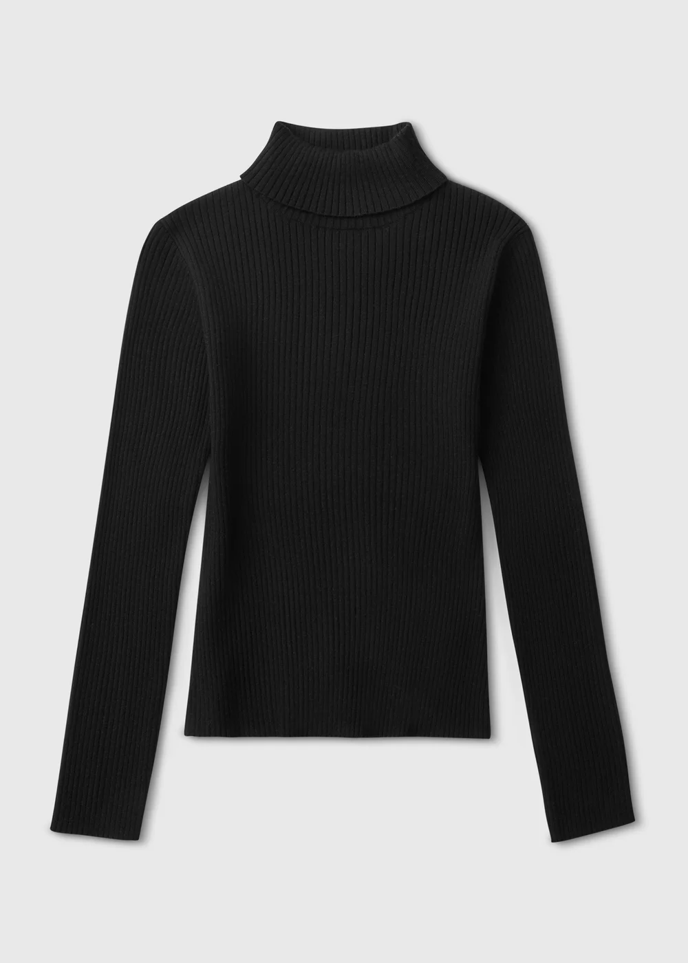 Girls Black Rib Knitted Roll Neck Top (7-15yrs) - 7 Yrs Image 1