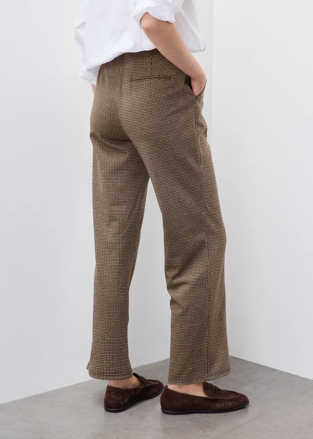 Camel Jacquard Straight Leg Trousers