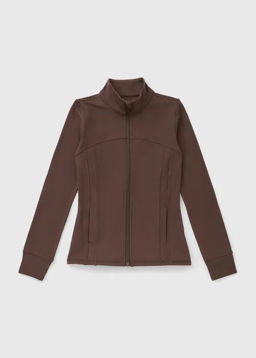 Souluxe Girls Brown Zip Sports Jacket (7-15yrs) - 7 Yrs Image 1