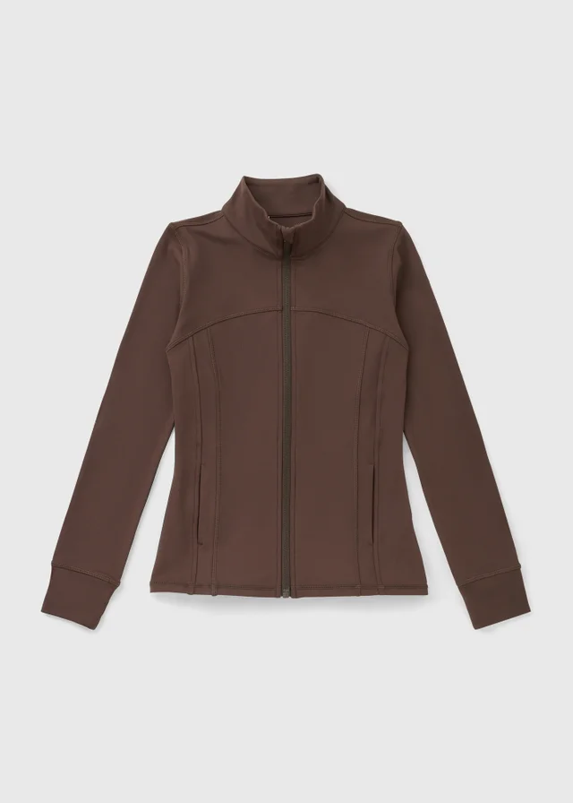 Souluxe Girls Brown Zip Sports Jacket (7-15yrs)