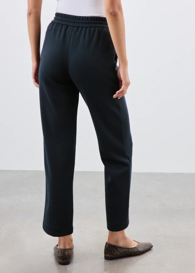 Navy Ponte Pique Tapered Co Ord Trousers