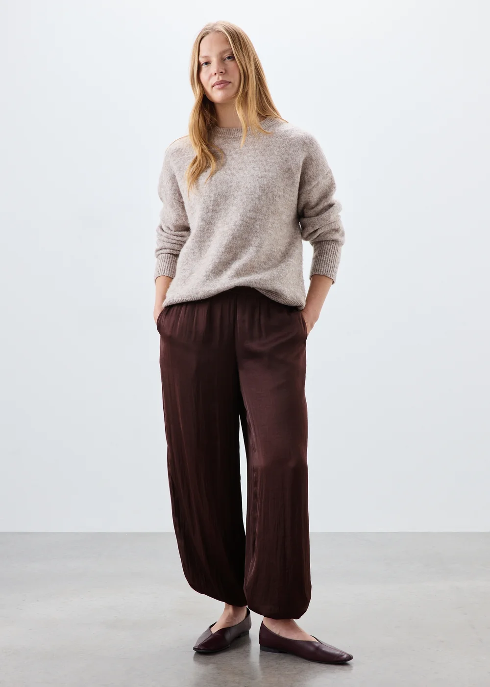Wine Satin Balloon Co Ord Trousers - 8/L29 Image 4