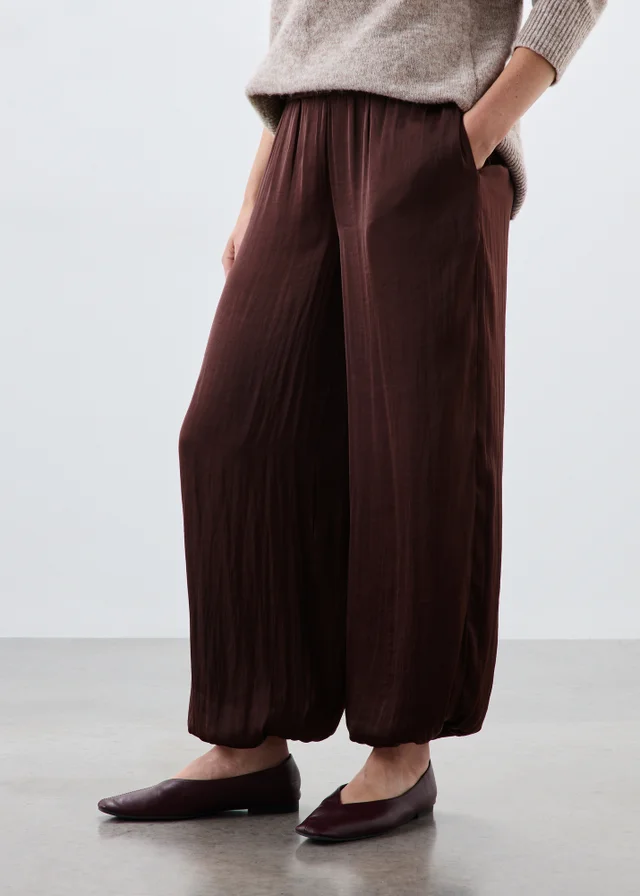 Wine Satin Balloon Co Ord Trousers