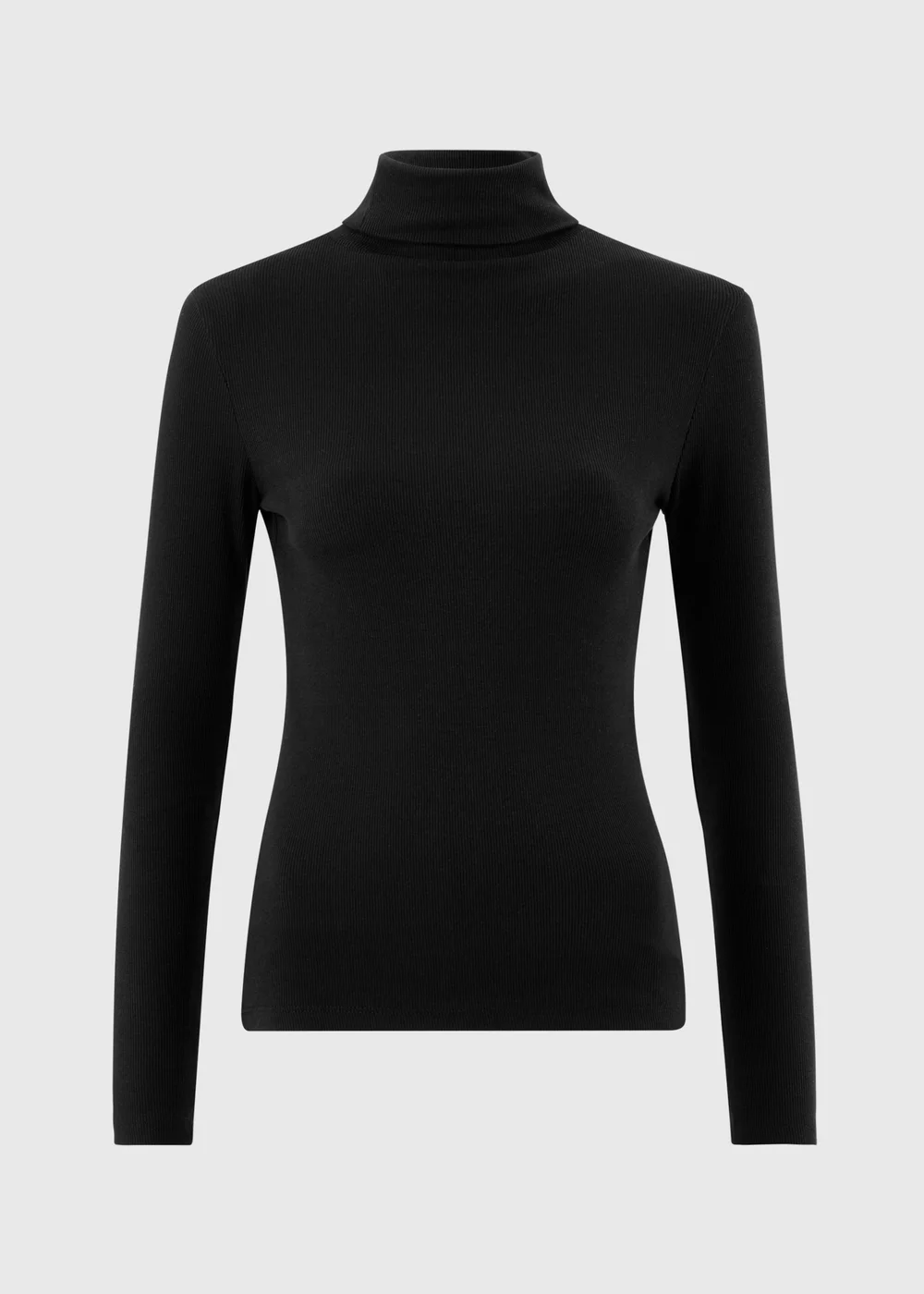 Black Ribbed Roll Neck Top - 8 Image 5