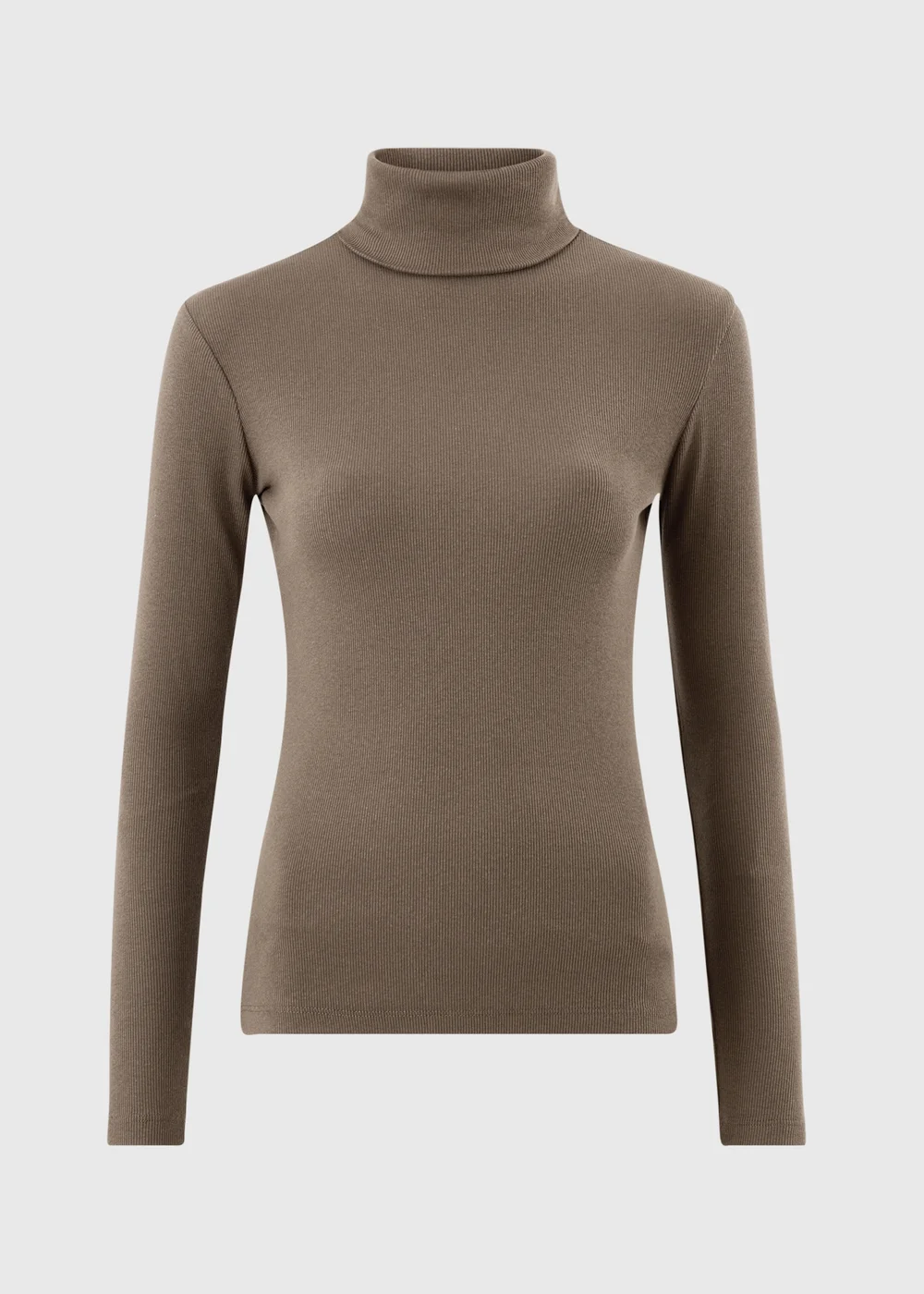 Dark Brown Roll Neck Fitted Top - 8 Image 5