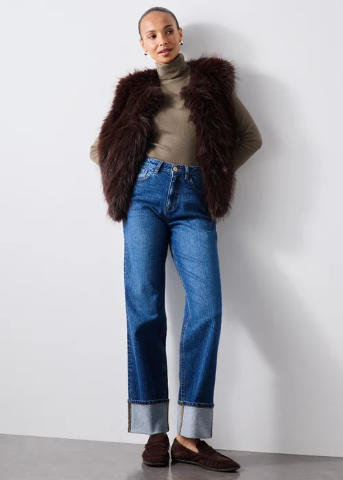 Dark Brown Roll Neck Fitted Top - 8 Image 2