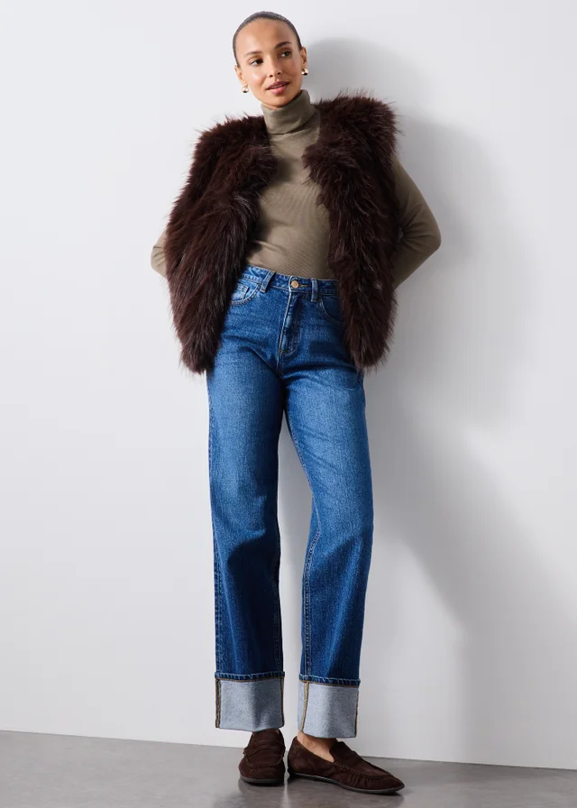 Dark Brown Roll Neck Fitted Top