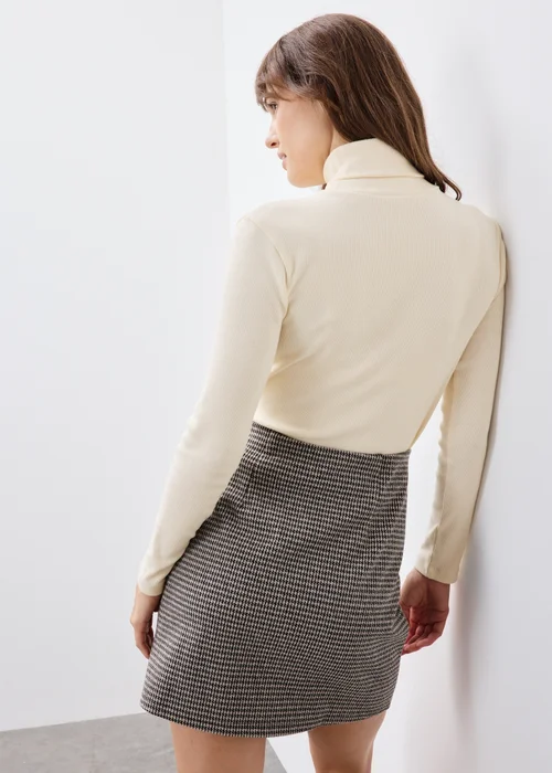 Cream Ribbed Roll Neck Top - 8 Image 2