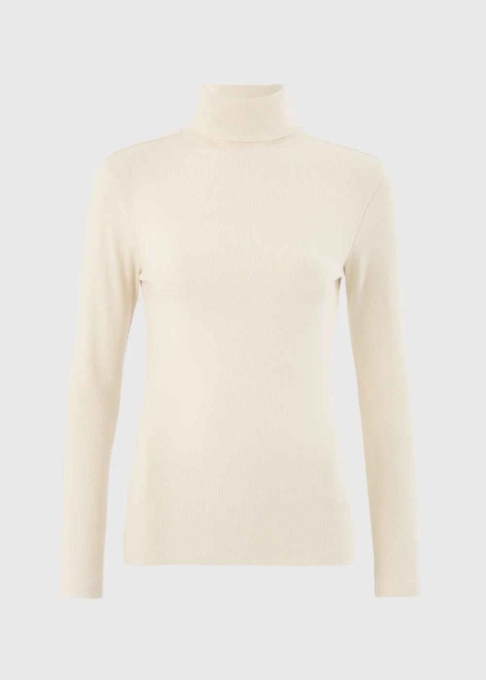 Cream Ribbed Roll Neck Top - 8 Image 4