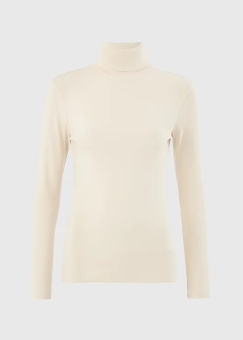 Cream Ribbed Roll Neck Top - 8 Image 4
