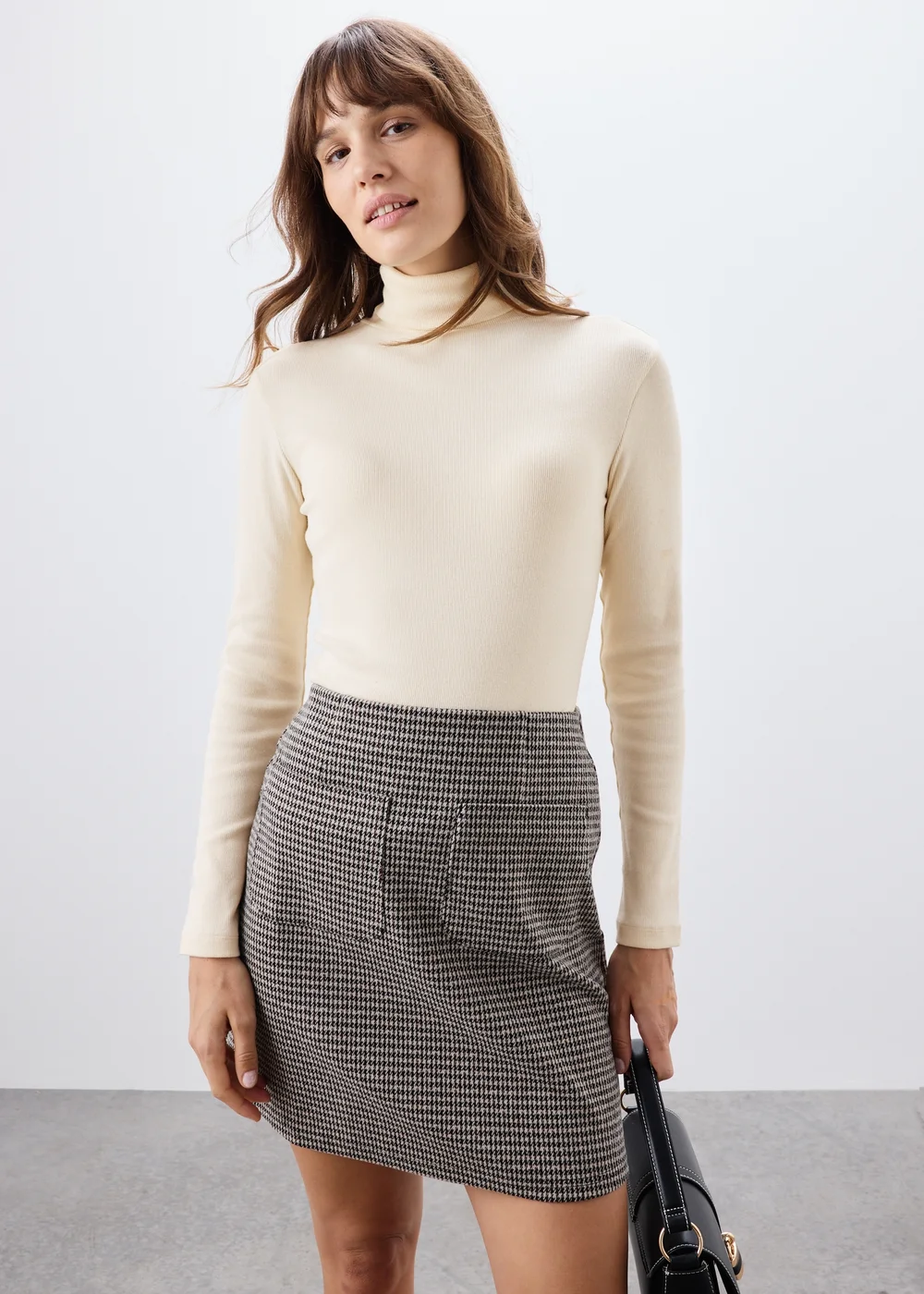 Cream Ribbed Roll Neck Top - 8 Image 1