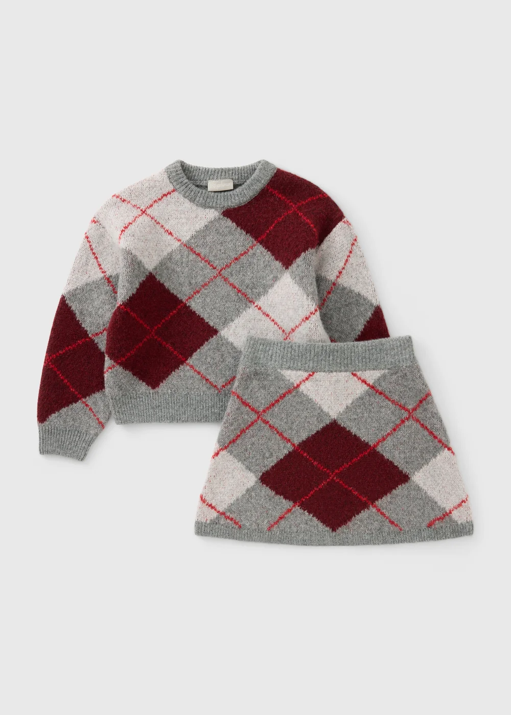 Girls Grey Knitted Jumper & Skirt Set (7-15yrs) - 7 Yrs Image 1