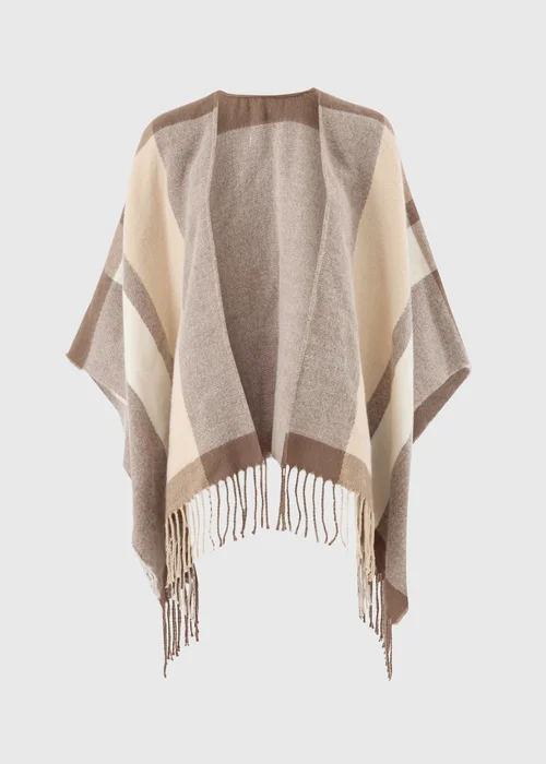 Beige Check Lightweight Shawl - One Size Image 2