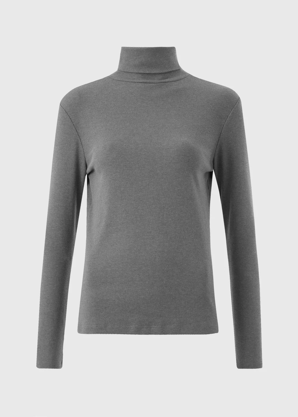 Charcoal Grey Ribbed Roll Neck Top - 8 Image 5