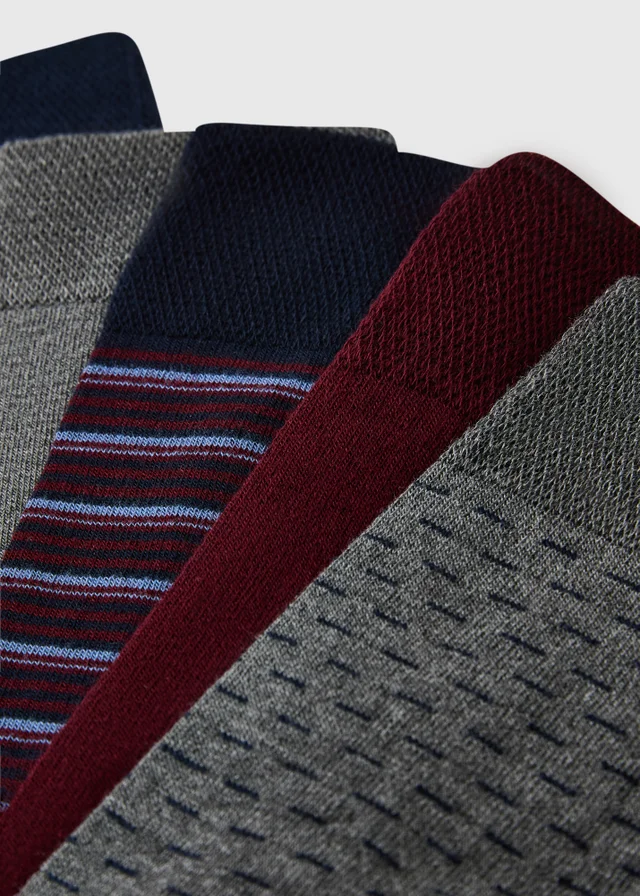 5 Pack Burgundy Flexi Top Socks