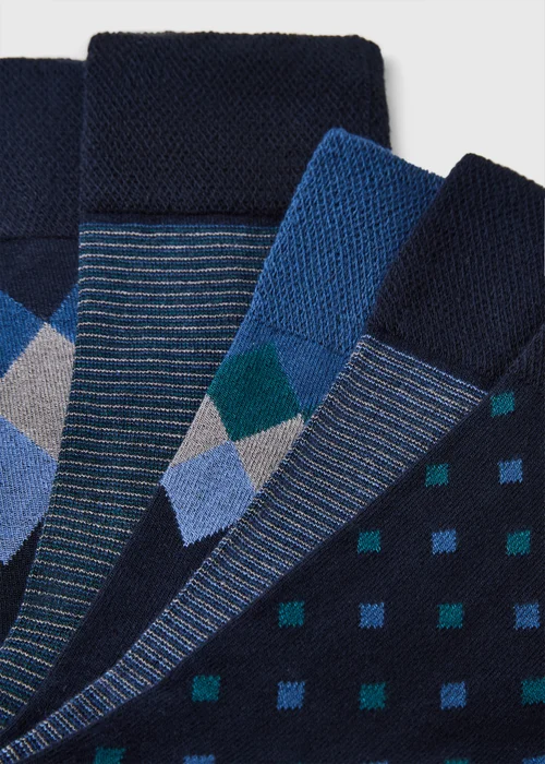 5 Pack Blue Flexi Top Argyle Socks - 6-8.5 Image 2