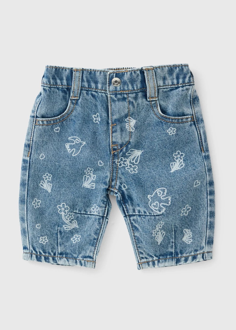 Baby Blue Printed Jeans (0-23mths) - Up to 1 Month Image 1