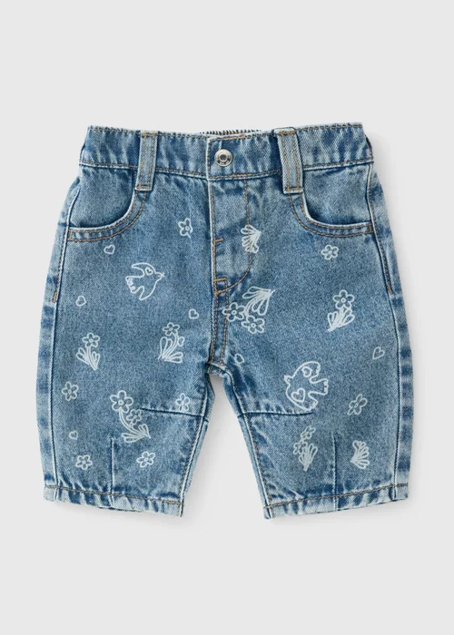 Baby Blue Printed Jeans (0-23mths) - Up to 1 Month Image 1