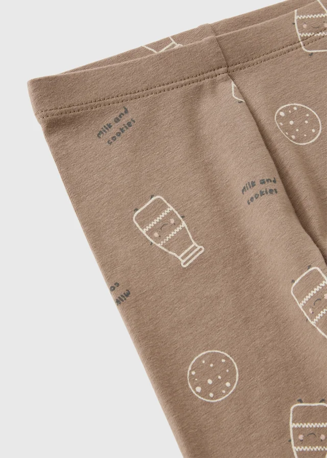 Baby Brown Milk & Cookies Print Leggings (1-23 Months)