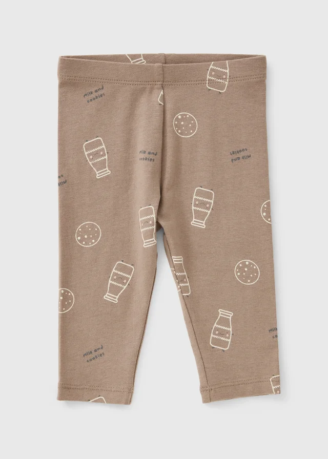Baby Brown Milk & Cookies Print Leggings (1-23 Months)