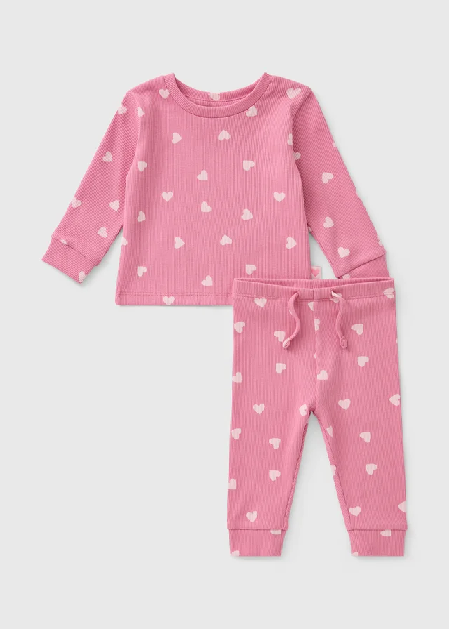Baby Pink Heart Top & Leggings Set (0-23mths)