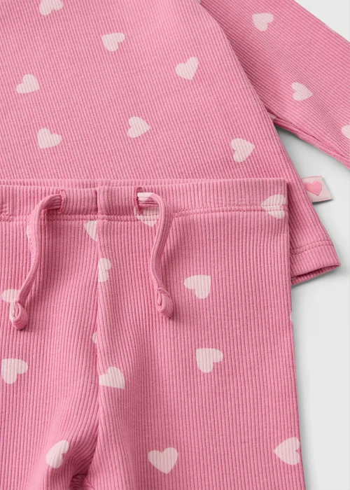 Baby Pink Heart Top & Leggings Set (0-23mths) - Up to 1 Month Image 2